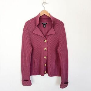 In Stitches Made In Australia Women’s Mauve Heavy Chunky Ribbed Knit Cardigan Sw